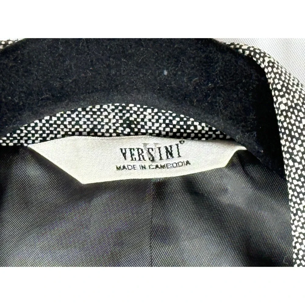 Vintage Versini Mens‎ 46L 100% Silk Blazer Grey Salt and Pepper Tweed Two Button